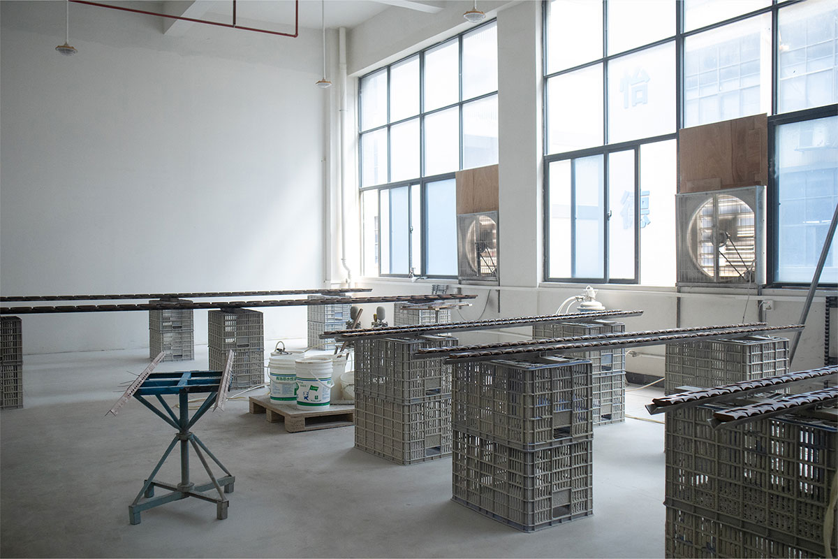 Panoramic view of factory workshop